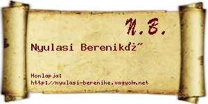 Nyulasi Bereniké névjegykártya